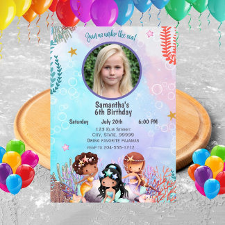 Mermaid Under the Sea Birthday  Invitation