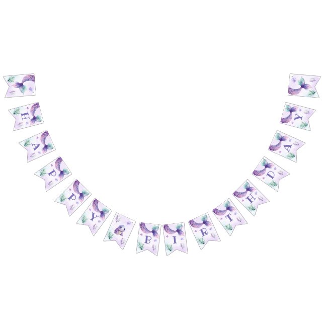 Mermaid Under the sea birthday party Bunting Flags (All)