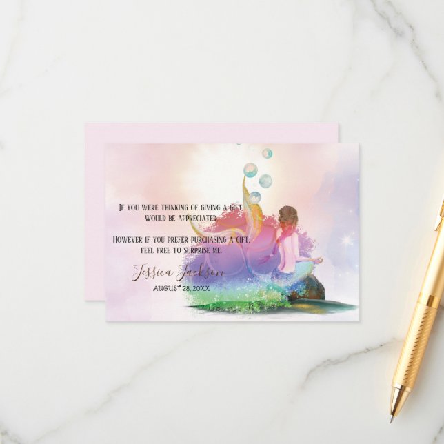 Mermaid Under The Sea Birthday Party  Enclosure Card (Front/Back In Situ)