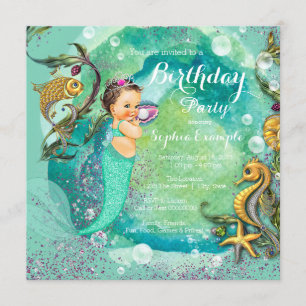 Mermaid Under the Sea Birthday Party Invitation