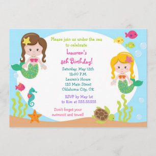 Mermaid Under the sea Birthday Party Invitation