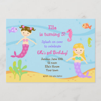 Mermaid  Under the sea Birthday Party Invitations