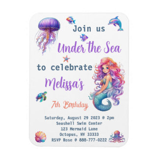 Mermaid Under the Sea Birthday Party Magnet