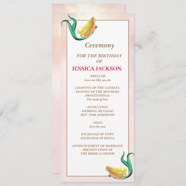 Mermaid Under The Sea Birthday Party Program (Front/Back)