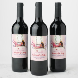 Mermaid Under The Sea Birthday Party Wine Label