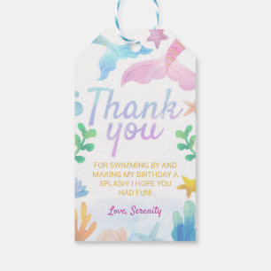Mermaid Under The Sea Birthday Thank You Favour Gift Tags