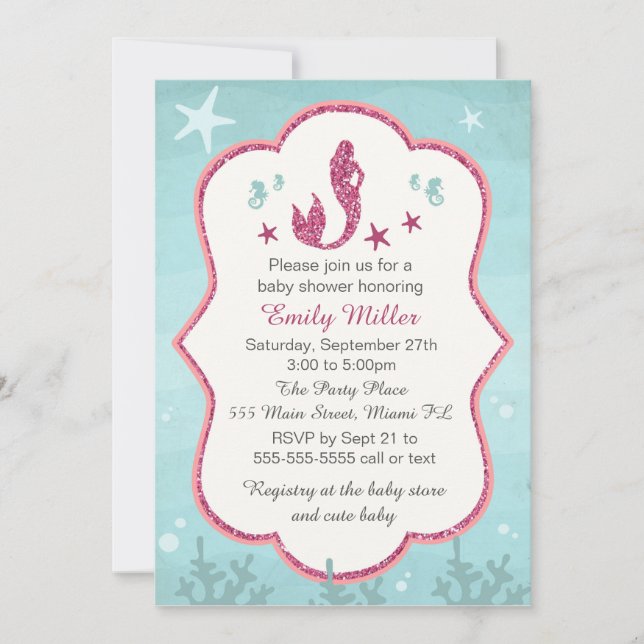 Mermaid Under The Sea Bridal Shower Invitation (Front)