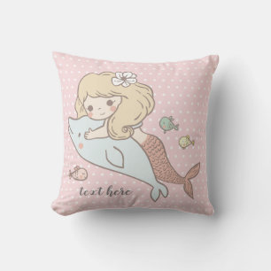 mermaid , under the sea, cute girl, adorbale, throw pillow