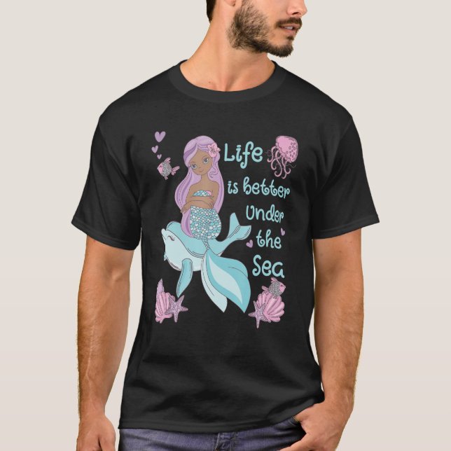 Mermaid  Under the Sea Cute Ocean Design T-Shirt (Front)