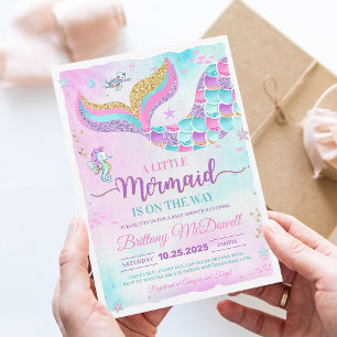 Mermaid Under the Sea Girl Baby Shower Invite