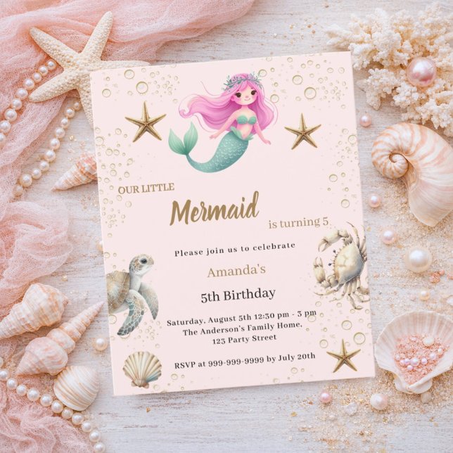 Mermaid Under the sea girl Birthday invitation (Creator Uploaded)