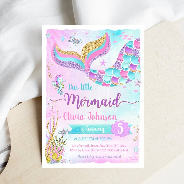 Mermaid Under the Sea Girl Birthday Invitation (Creator Uploaded)