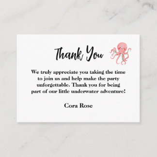 Mermaid Under The Sea Girl Birthday Thank You Enclosure Card
