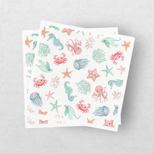 Mermaid Under the Sea Girls Birthday Napkin