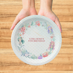 Mermaid Under the Sea Girls Birthday Paper Plate