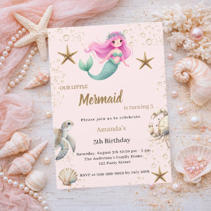 Mermaid Under the sea ocean animals Birthday Invitation