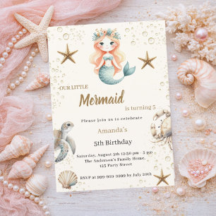 Mermaid Under the sea ocean animals Birthday Invitation