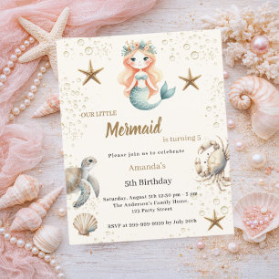 Mermaid Under the sea ocean Birthday invitation