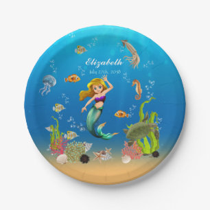 Mermaid Under The Sea Ocean Paper Plate