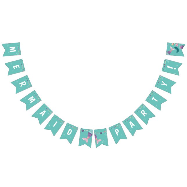 Mermaid Under The Sea Party Colourful Seashells Bunting Flags (All)