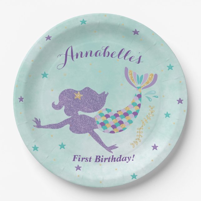 Mermaid Under The Sea Party Paper Plates (Front)