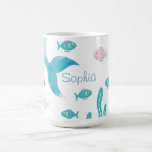 Mermaid Under the Sea Pastel Pink Blue  Coffee Mug