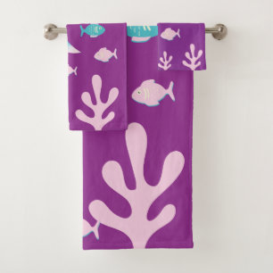 Mermaid Under the Sea Pastel Pink Blue Girls Bath Towel Set