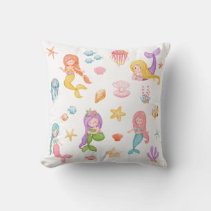 Mermaid Under The Sea Pattern Throw Pillow