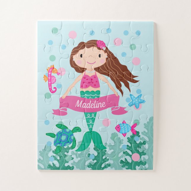 Mermaid Under The Sea Personalized Name Jigsaw Puzzle (Vertical)
