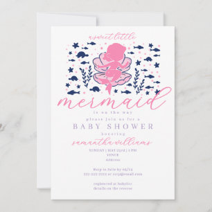 Mermaid Under The Sea Siren Girl Baby Shower Invitation