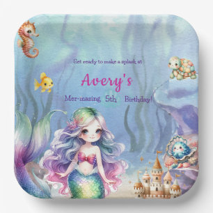 Mermaid Under The Sea Splash Birthday Party Paper Plate