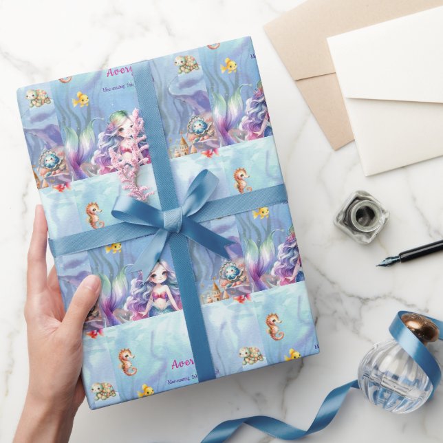 Mermaid Under The Sea Splash Birthday  Welcome  Wrapping Paper (Gifting)