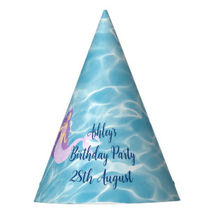 Mermaid under the sea watercolor ocean kids party hat
