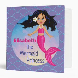 Mermaid under the water pink water waves beautiful binder