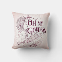 Mermaid Underwater Sea Goddess Maroon Throw Pillow