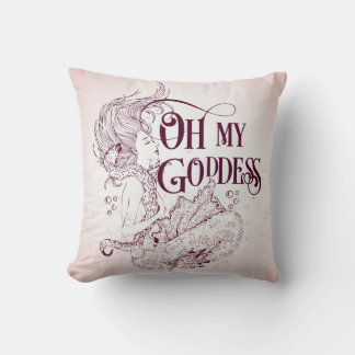 Mermaid Underwater Sea Goddess Maroon Throw Pillow