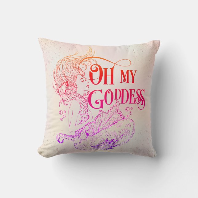 Mermaid Underwater Sea Goddess Throw Pillow (Front)