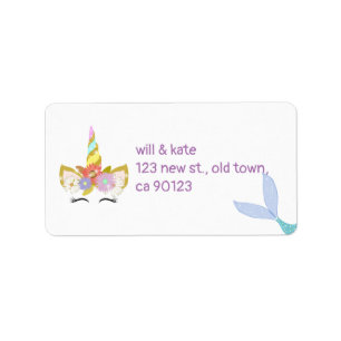 Mermaid unicorn address labels