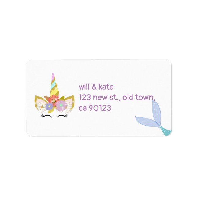 Mermaid unicorn address labels (Front)