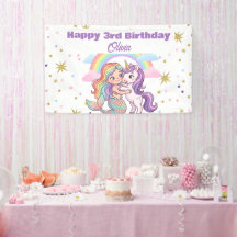 Mermaid Unicorn Birthday Party Banner
