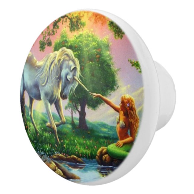 mermaid & unicorn ceramic knob (Right)