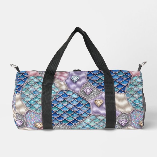 Mermaid Unicorn | Fairytale Monogram Duffle Bag (Front)