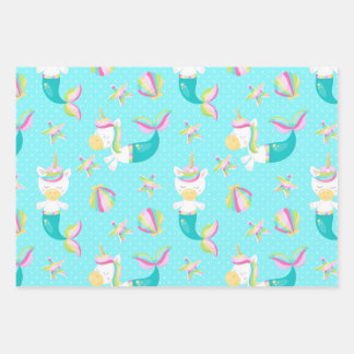 Mermaid Unicorn Kid's Wrapping Paper Sheet
