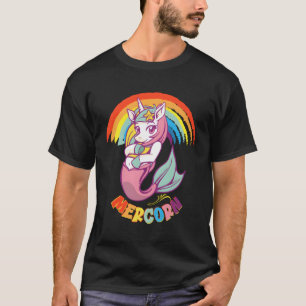 Mermaid Unicorn Mercorn With Colourful Rainbow T-Shirt