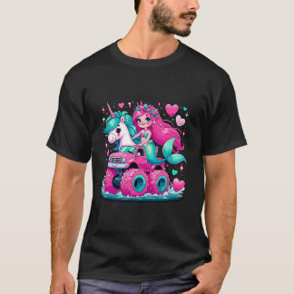 Mermaid Unicorn Monster Truck Birthday Party Monst T-Shirt