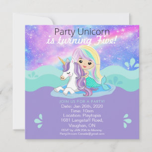 Mermaid + Unicorn Party Invitation