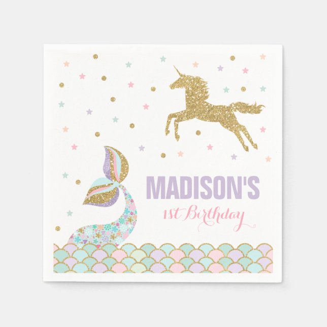 Mermaid & Unicorn Party Napkin Whimsical Unicorn (Front)