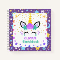 Mermaid Unicorn Personalized Kids Sketchbook