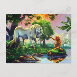 mermaid & unicorn postcard