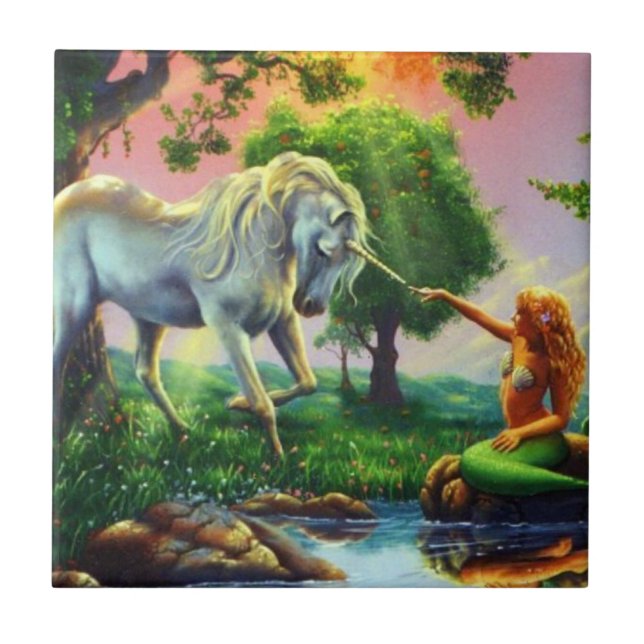 mermaid & unicorn tile (Front)